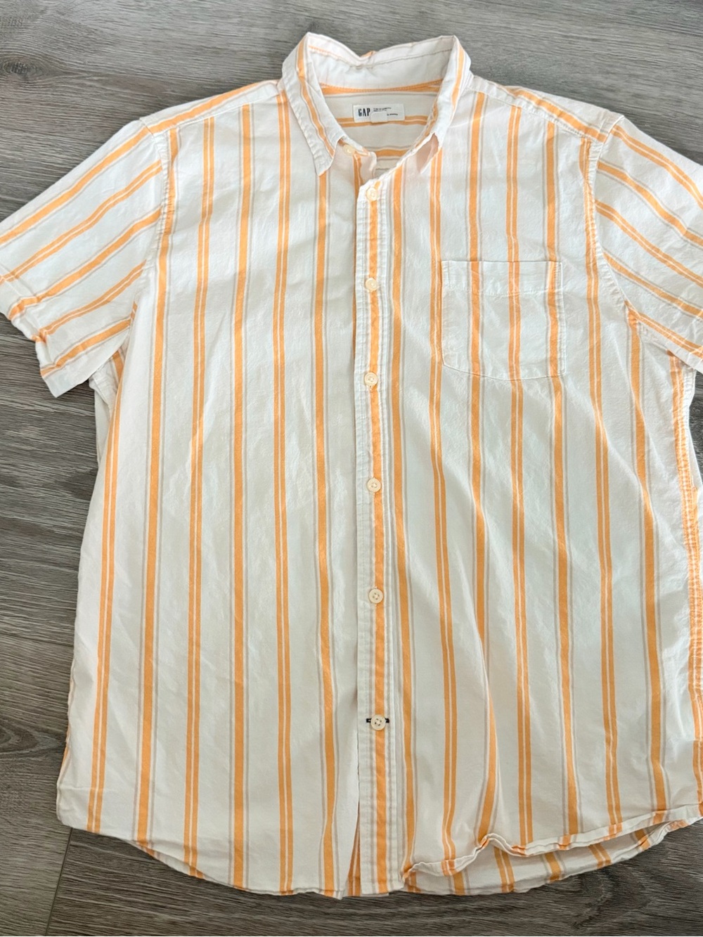 GAP White Shirt with Yellow Vertical Stripes